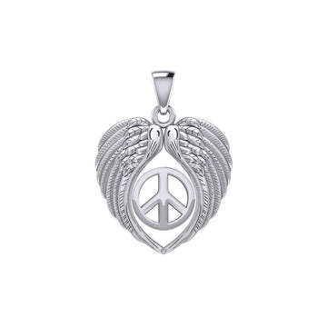 Feel the Tranquil in Angels Wings Silver Pendant with Peace TPD5455 - Jewelry